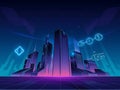 Futuristic Pi Day digital background with neon ? symbols and equations